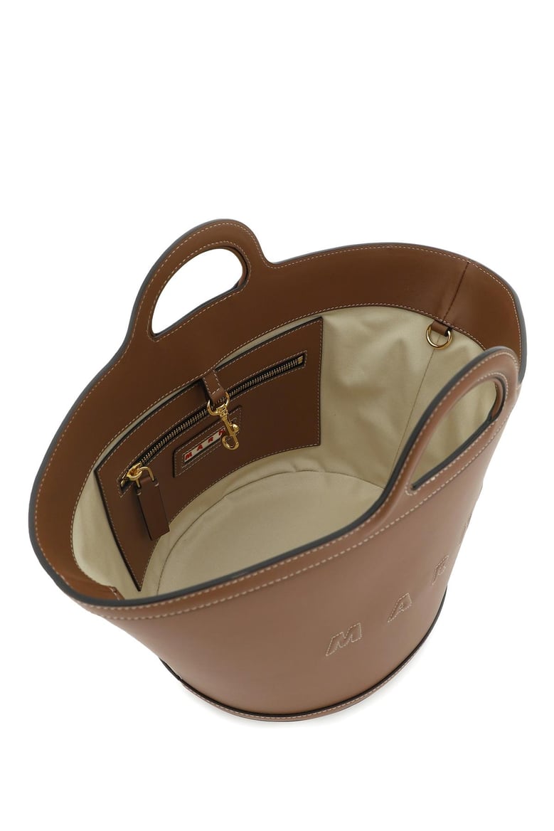 brown leather small tropicalia handbag by Selfnex