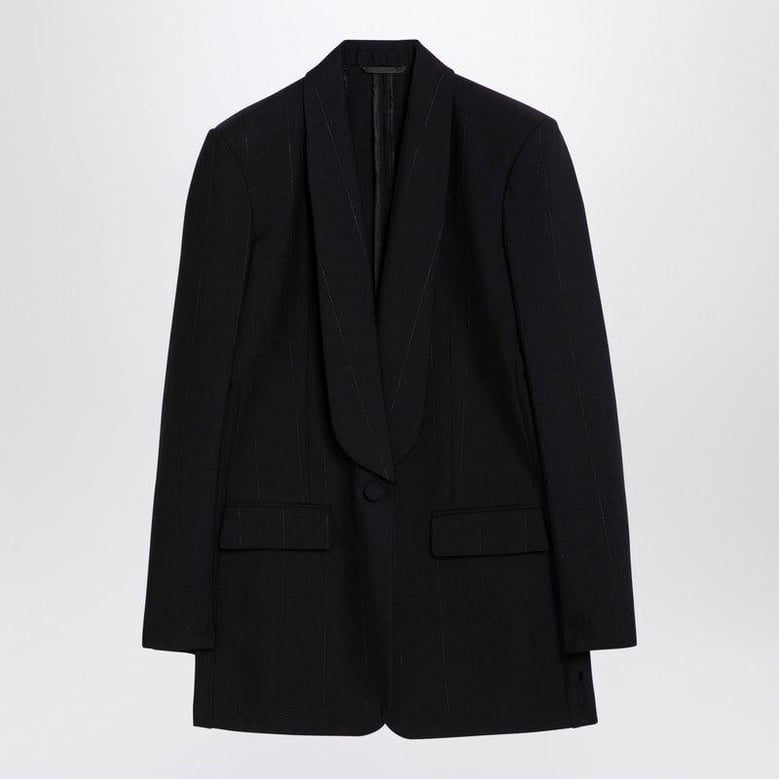black stretch wool blend blazer by Selfnex