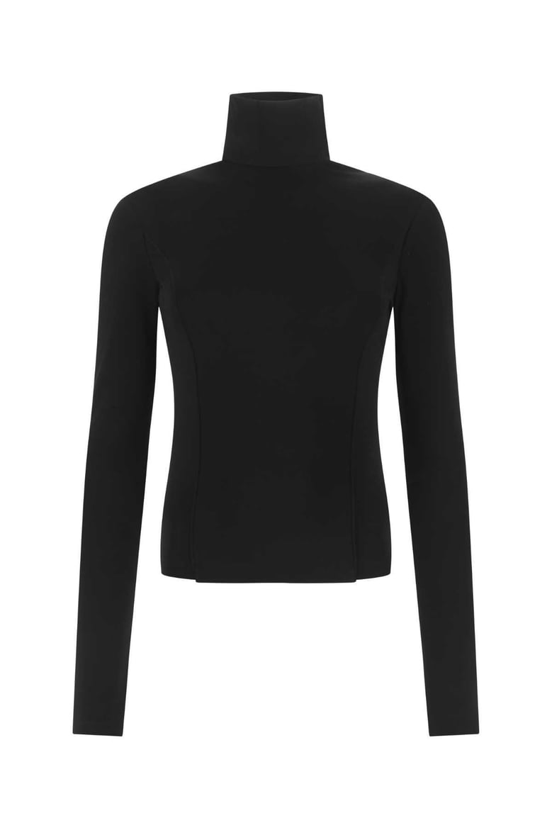 black stretch viscose blend top by Selfnex