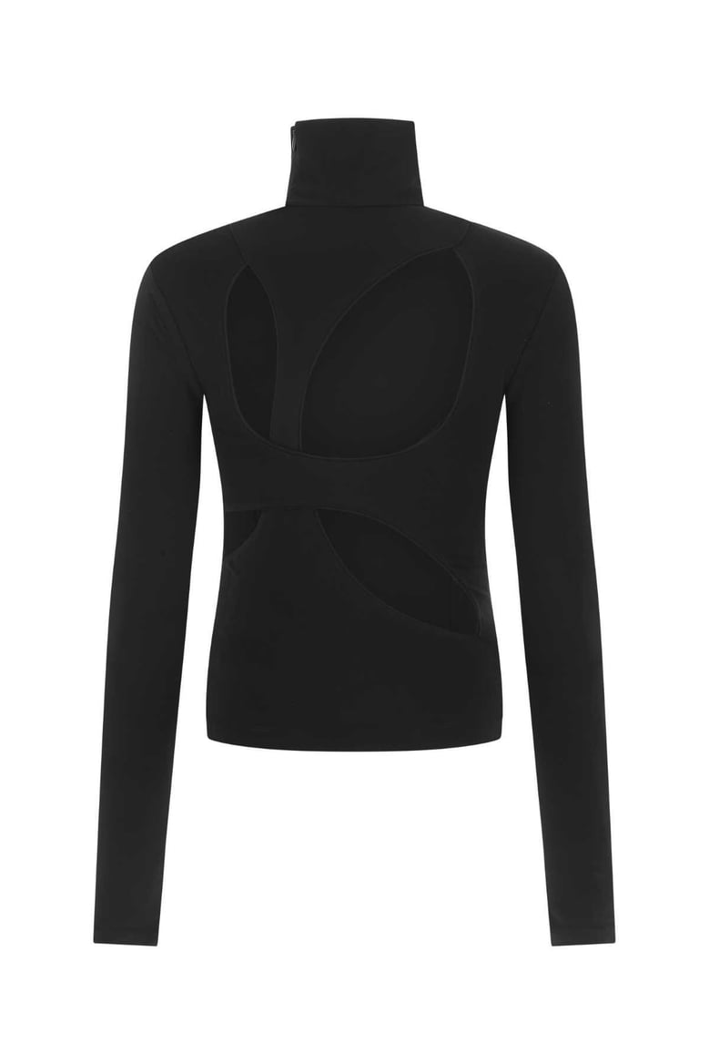 black stretch viscose blend top by Selfnex