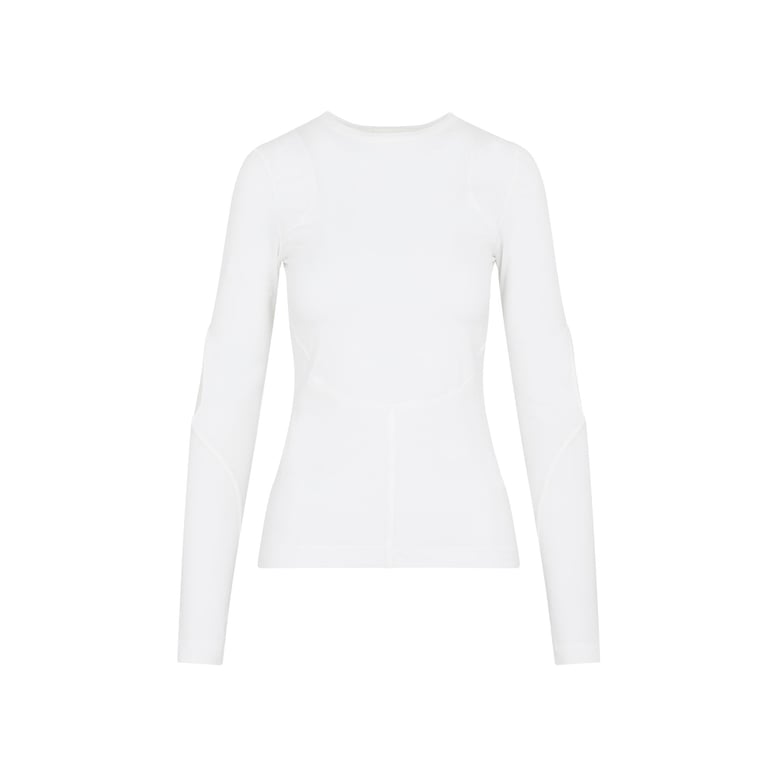 white stretch nylon top by Selfnex