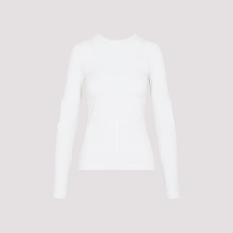 white stretch nylon top by Selfnex