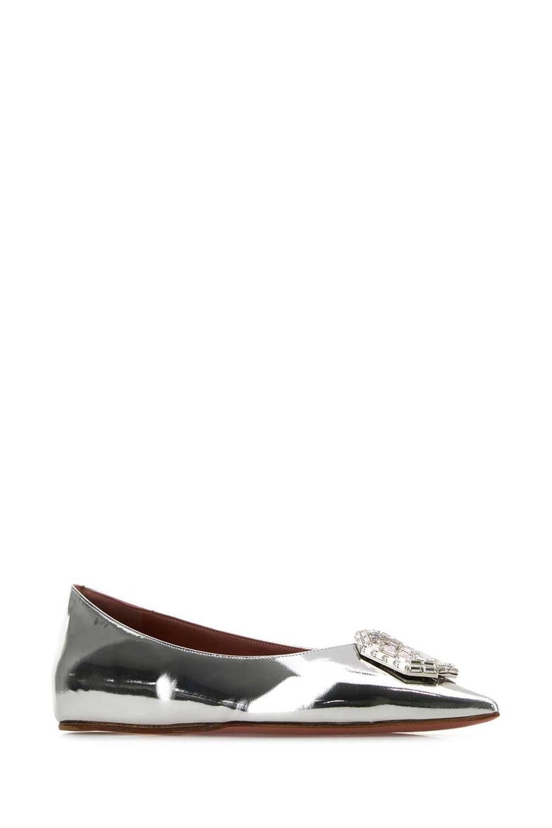 silver leather camelia ballerinas by Selfnex
