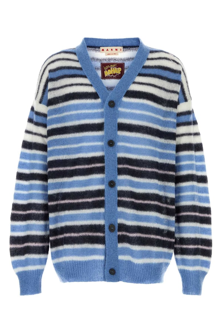 embroidered mohair blend cardigan by Selfnex