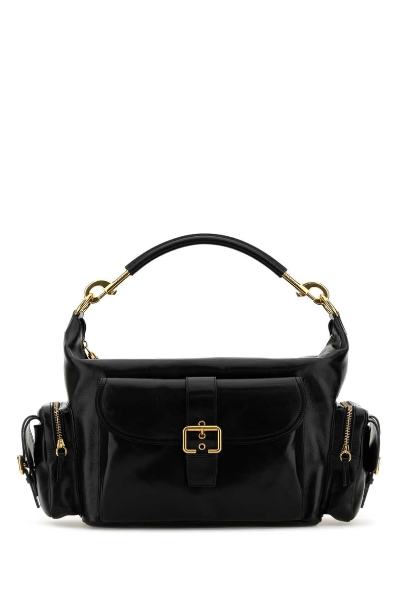 black leather large shopping bag by Selfnex