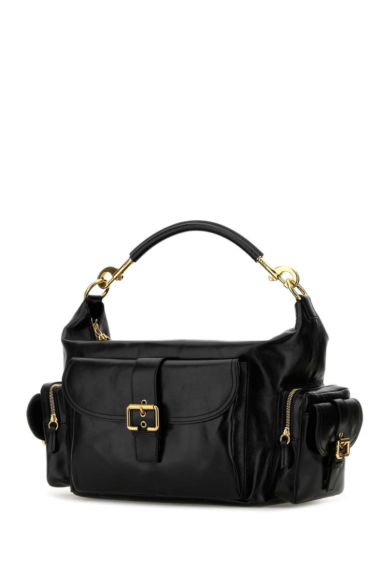 black leather large shopping bag by Selfnex