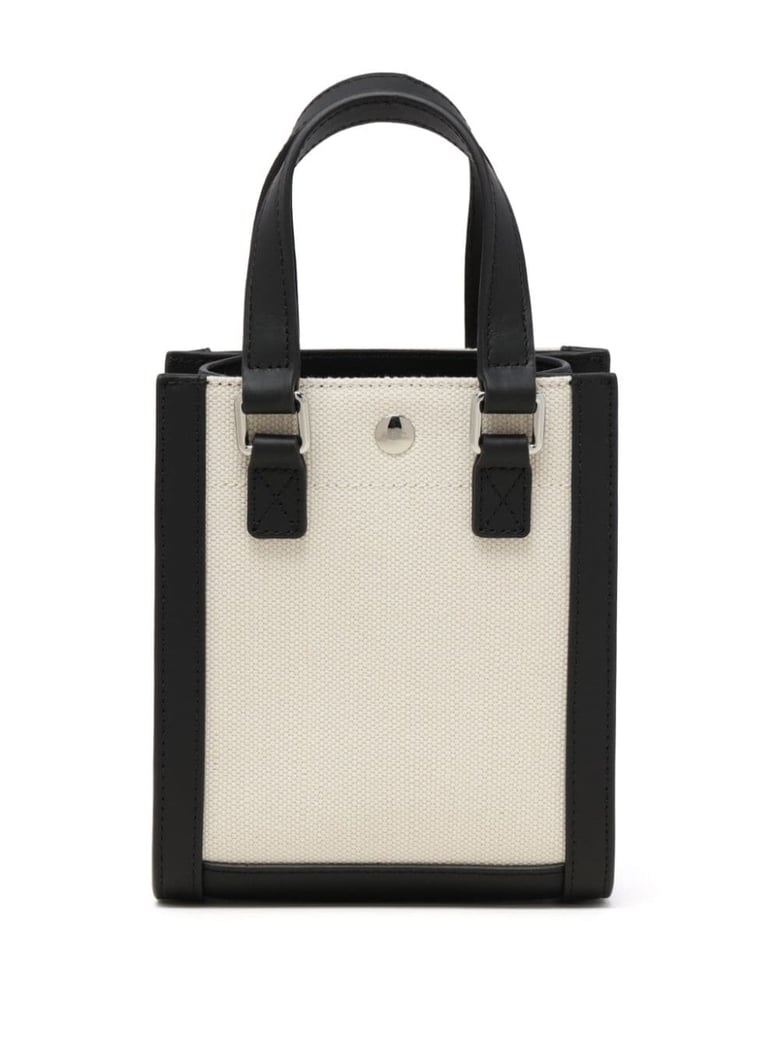 two-tone canvas and leather camille 2 0 mini handbag by Selfnex