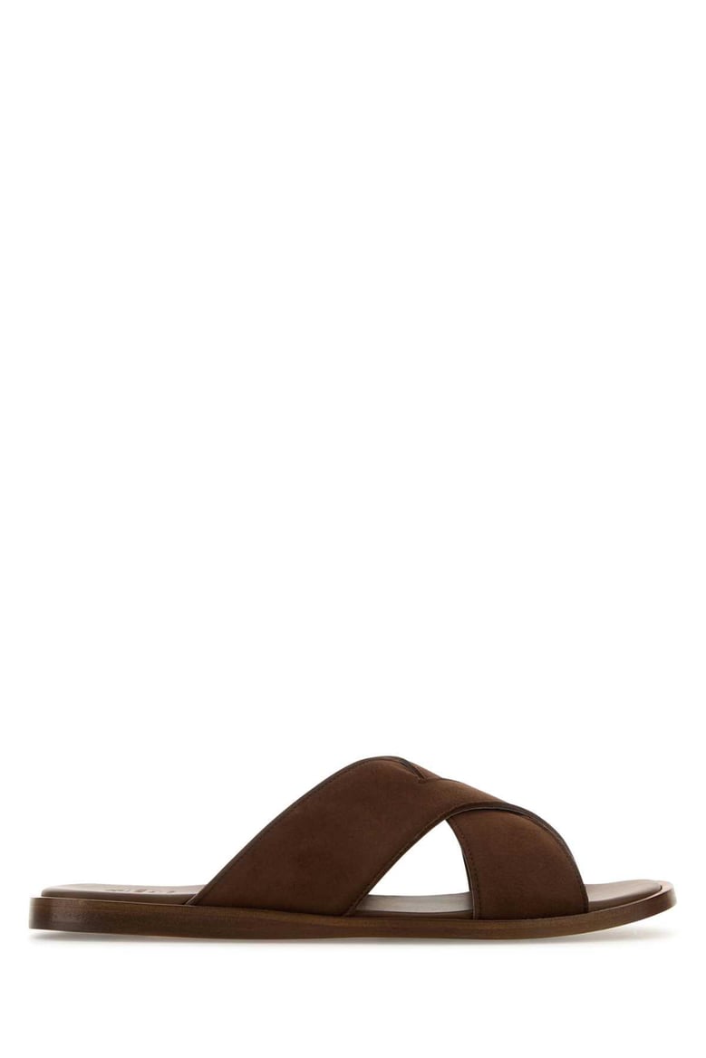 brown suede oriyah slippers by Selfnex