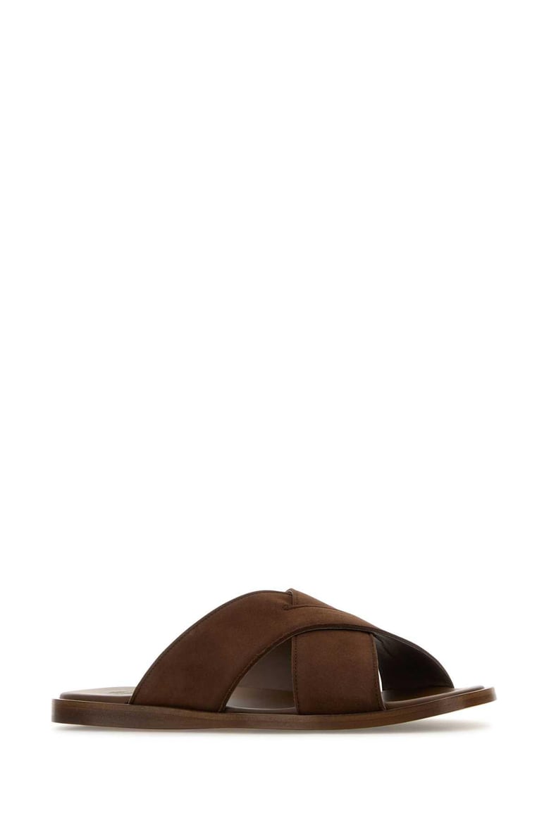 brown suede oriyah slippers by Selfnex