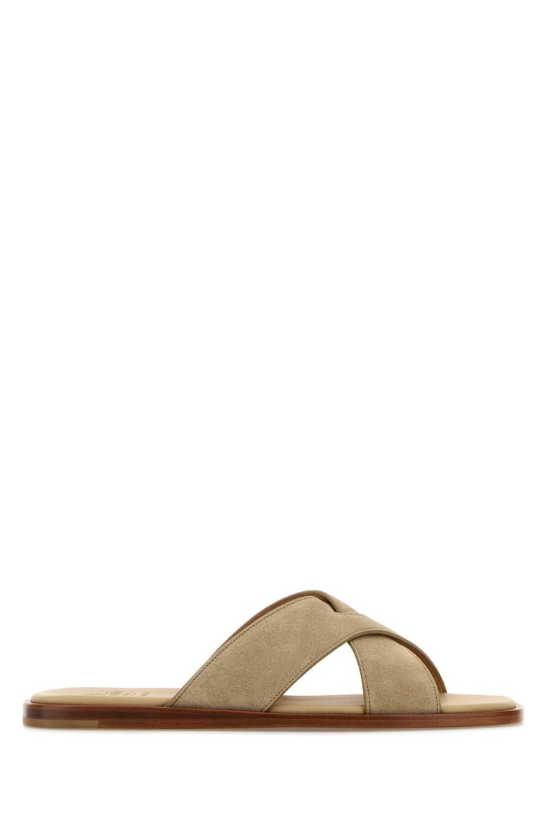 sand suede slippers by Selfnex