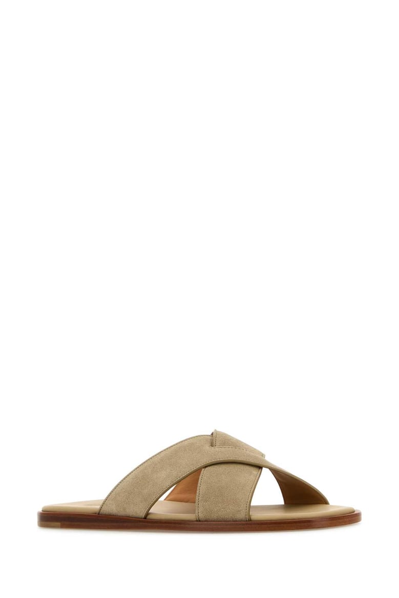 sand suede slippers by Selfnex