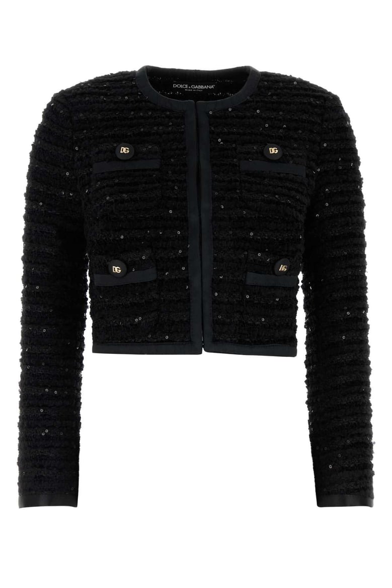 black tweed blazer by Selfnex
