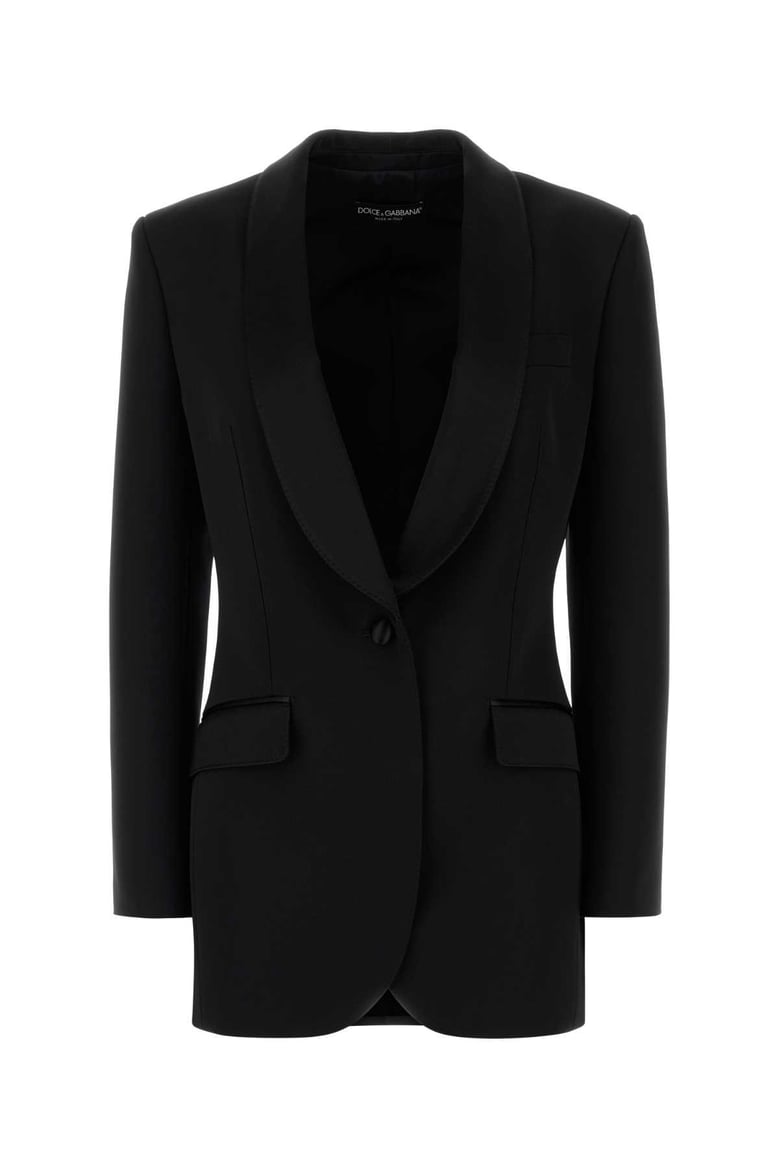 black stretch wool blend blazer by Selfnex