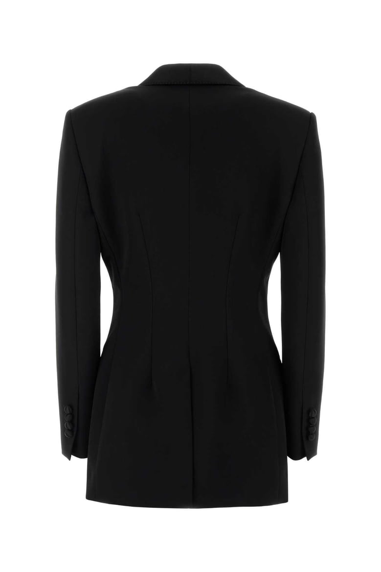 black stretch wool blend blazer by Selfnex
