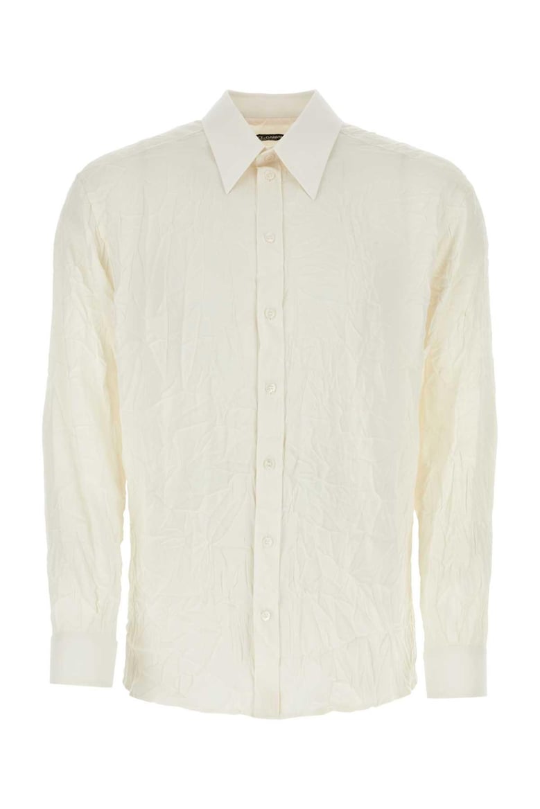 ivory stretch silk shirt by Selfnex