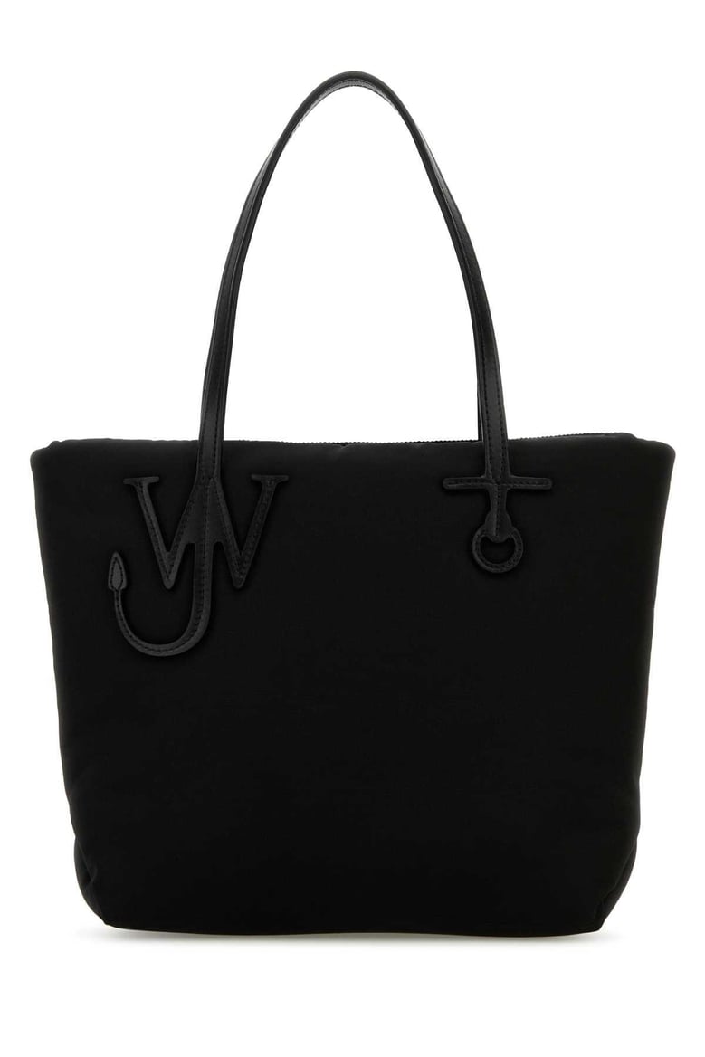 black fabric puffy anchor shopping bag by Selfnex