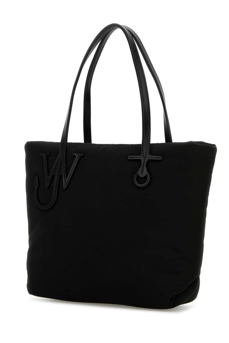 black fabric puffy anchor shopping bag by Selfnex