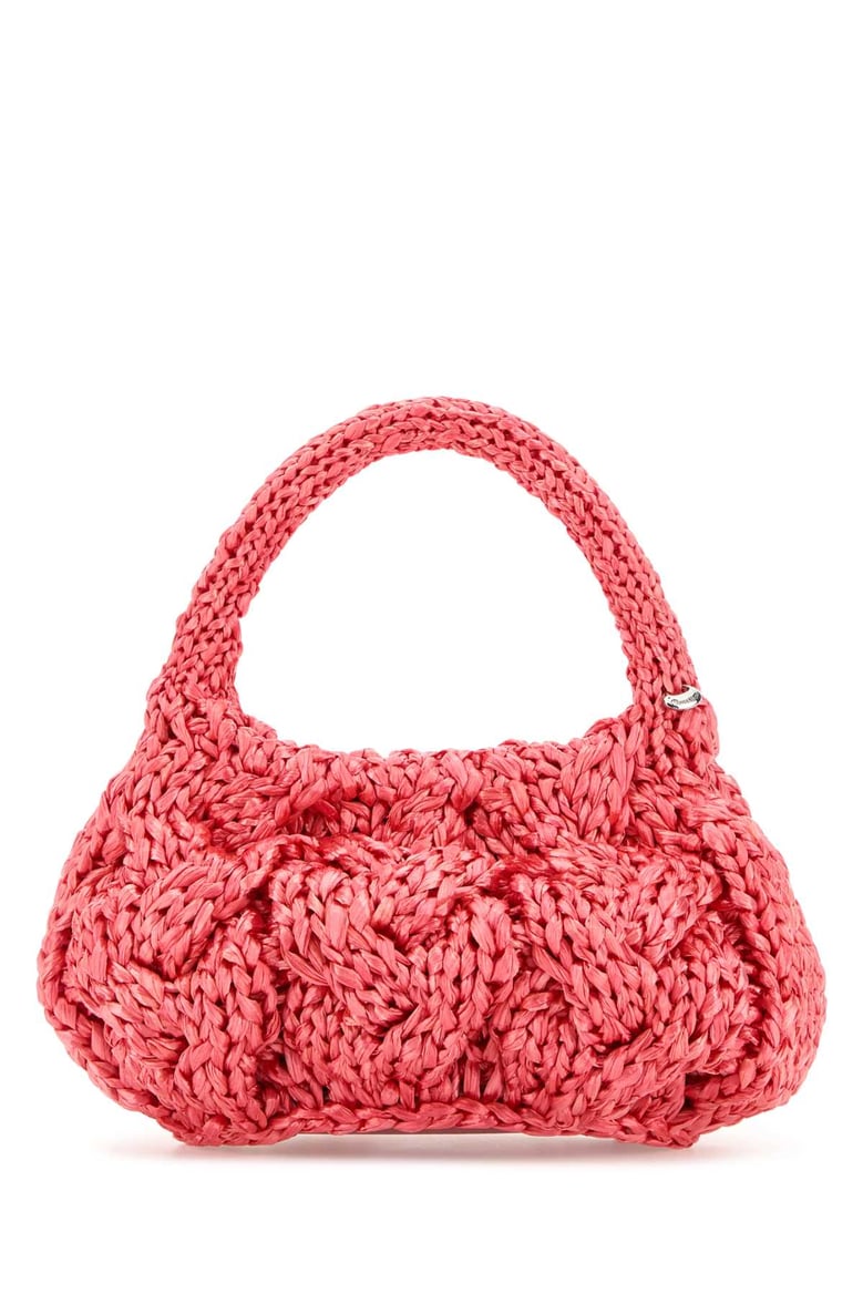 fuchsia raffia small cable handbag by Selfnex