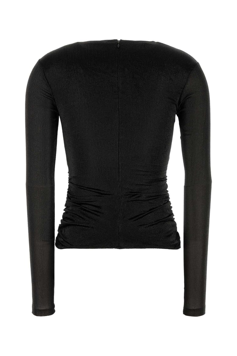 black stretch silk blend rose top by Selfnex