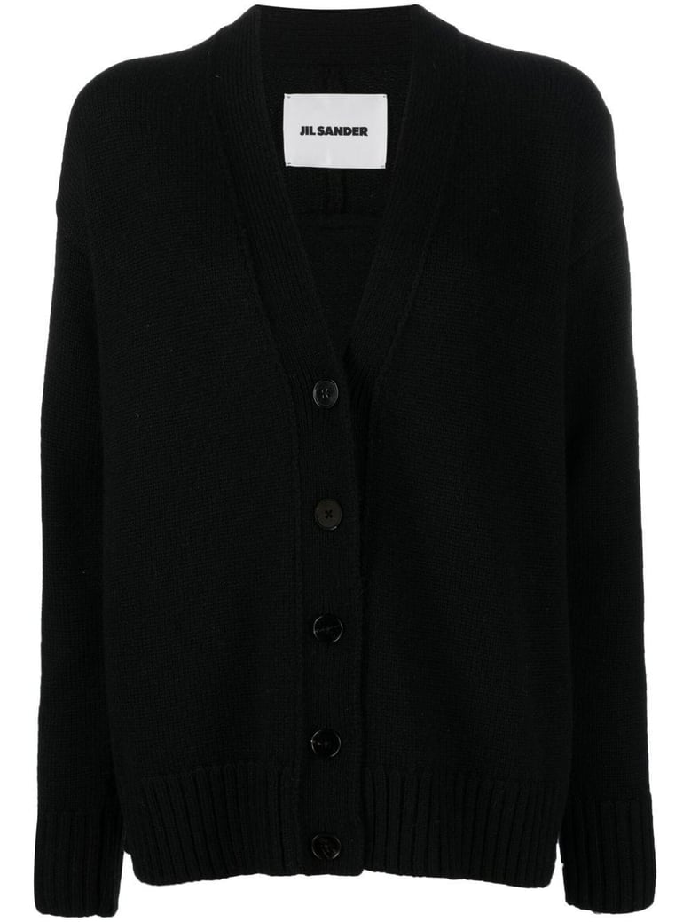 long-sleeved black cashmere cardigan by Selfnex
