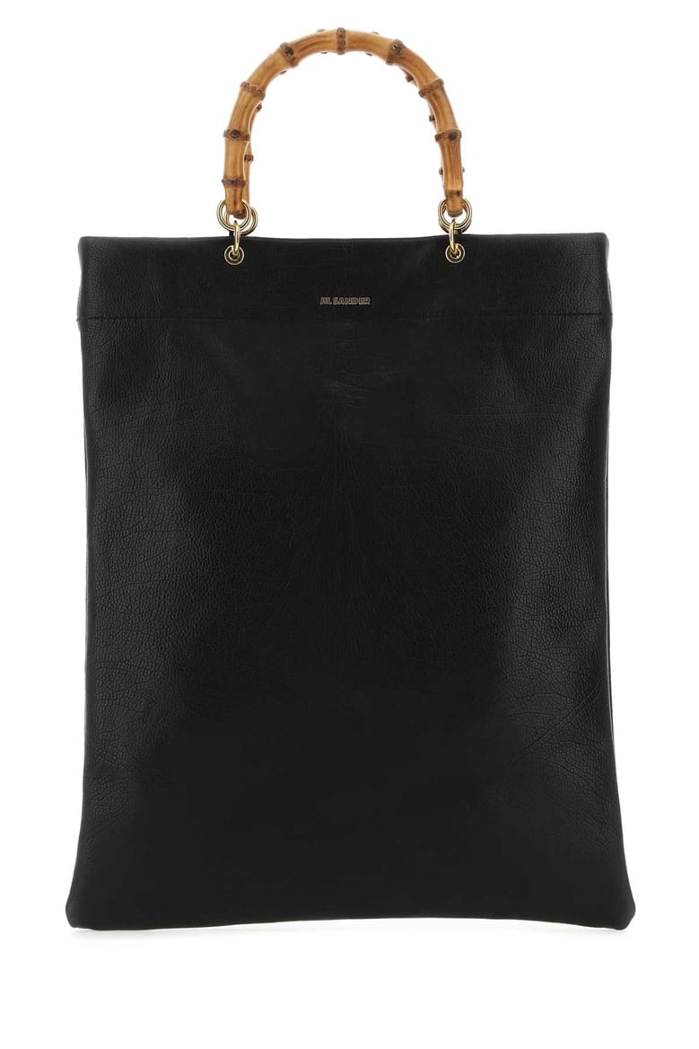 black leather medium shopping bag by Selfnex