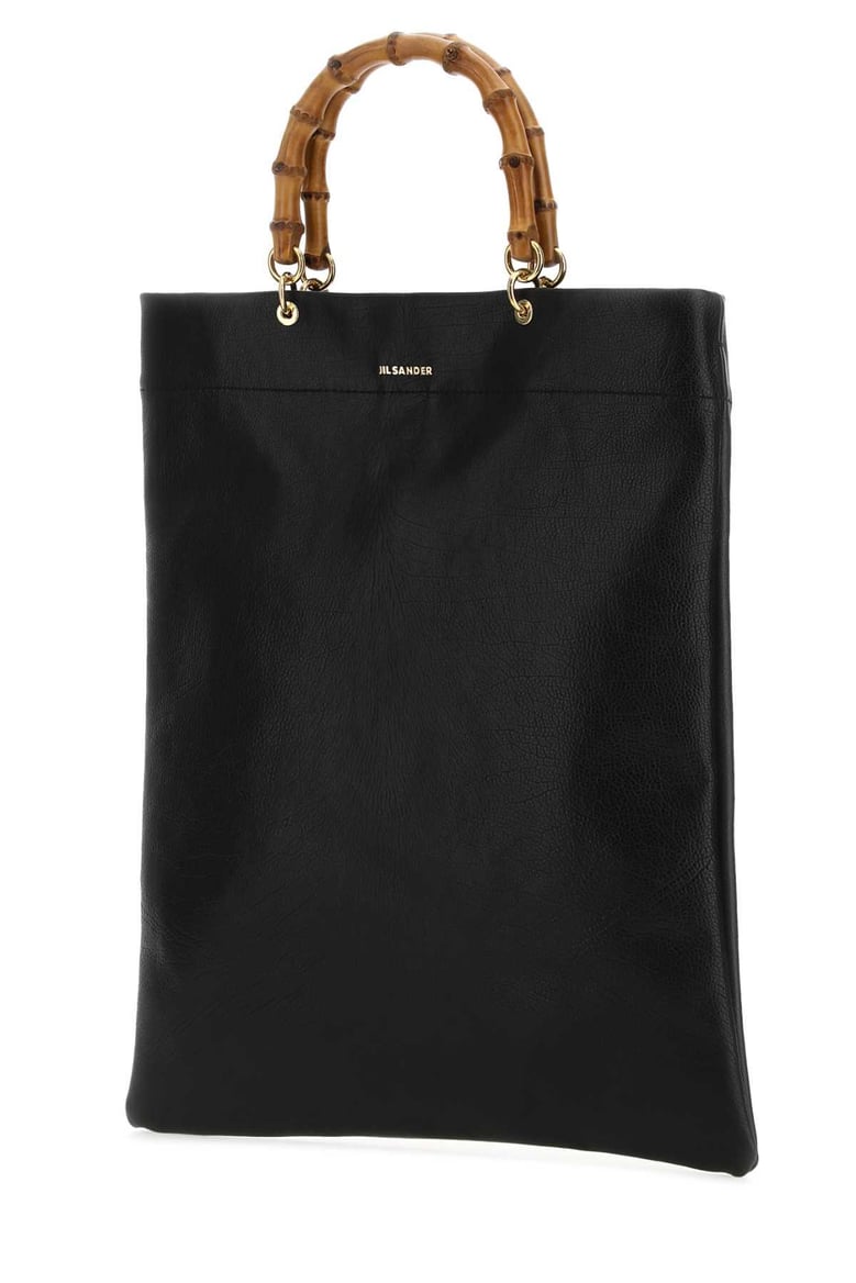 black leather medium shopping bag by Selfnex