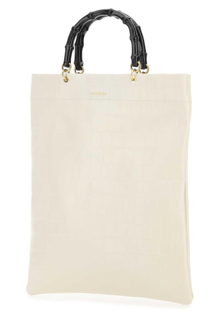 ivory leather medium shopping bag by Selfnex