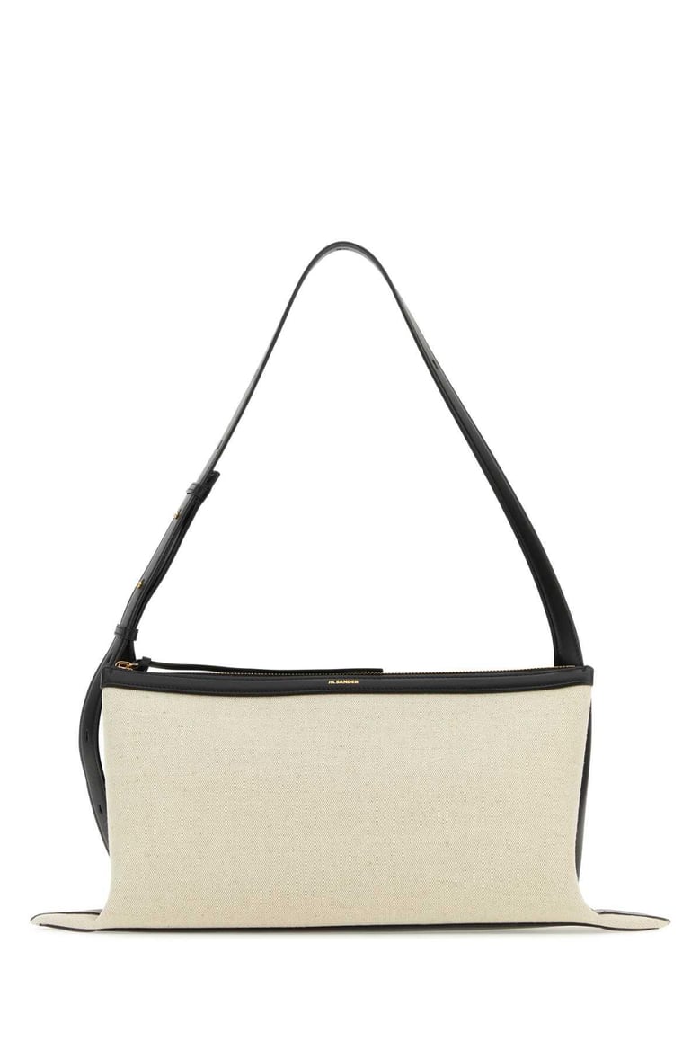 two-tone canvas and leather medium empire shoulder bag by Selfnex