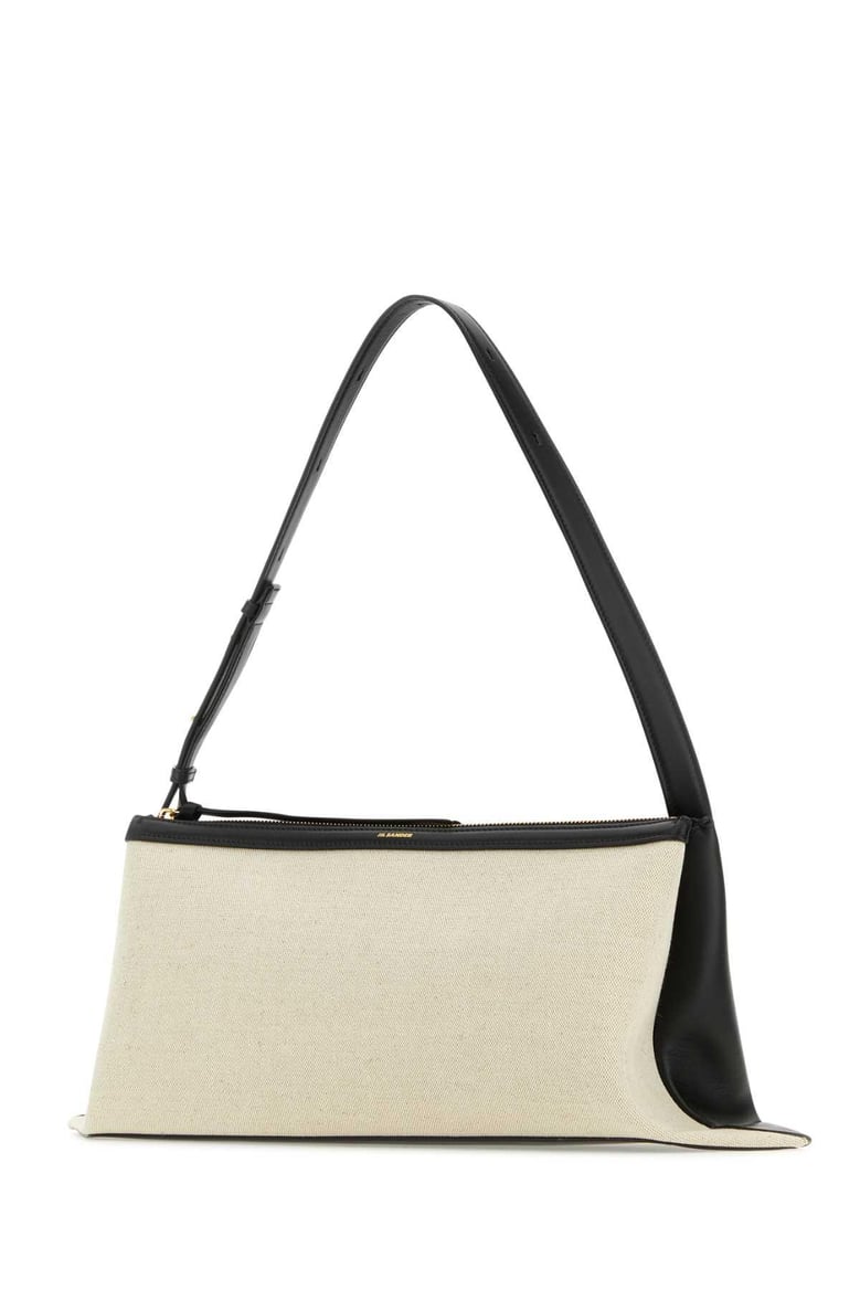 two-tone canvas and leather medium empire shoulder bag by Selfnex