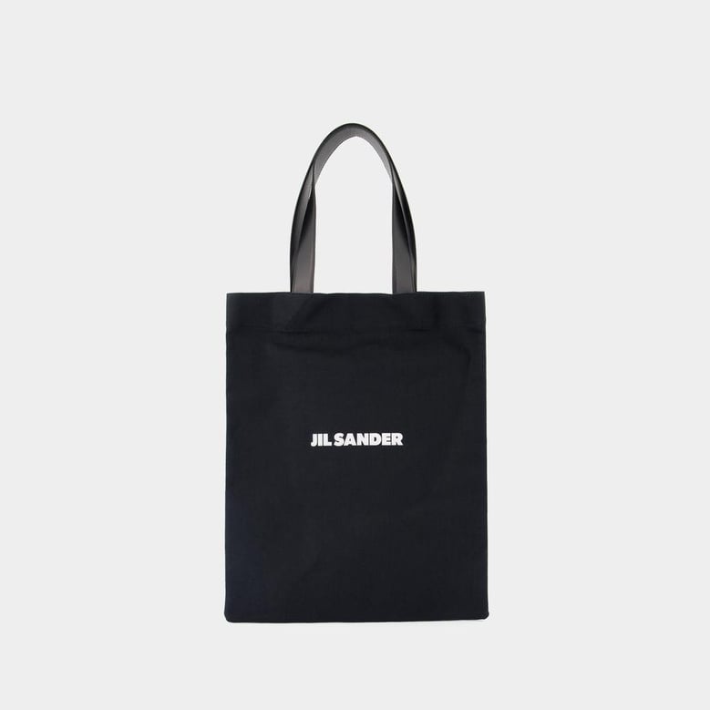 black canvas medium book shopping bag by Selfnex