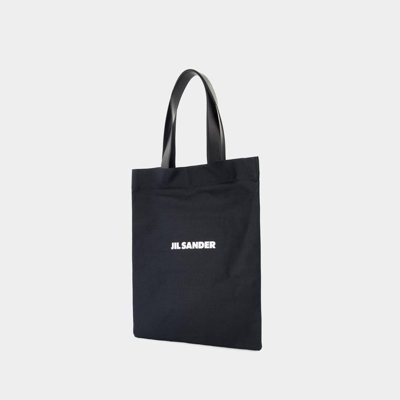 black canvas medium book shopping bag by Selfnex