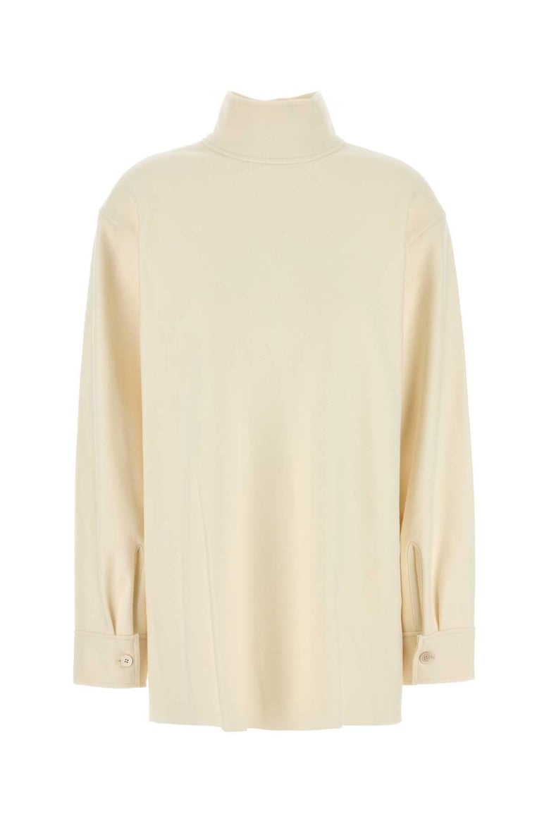 cream wool blend blouse by Selfnex