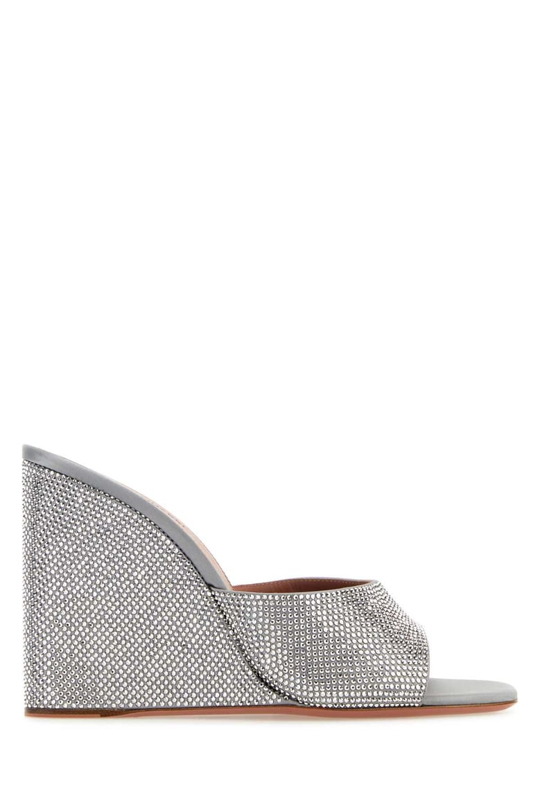 embellished satin lupita mules by Selfnex