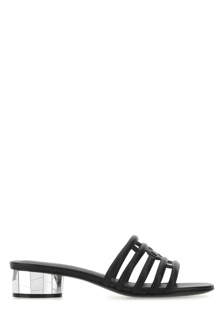 black nappa leather finn mules by Selfnex
