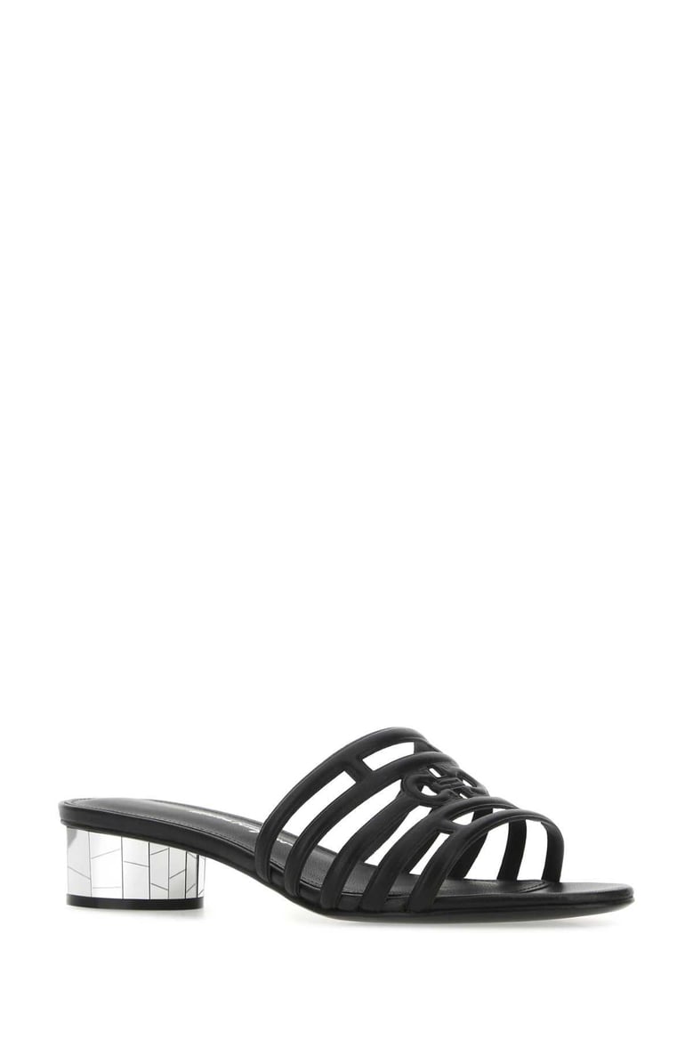 black nappa leather finn mules by Selfnex