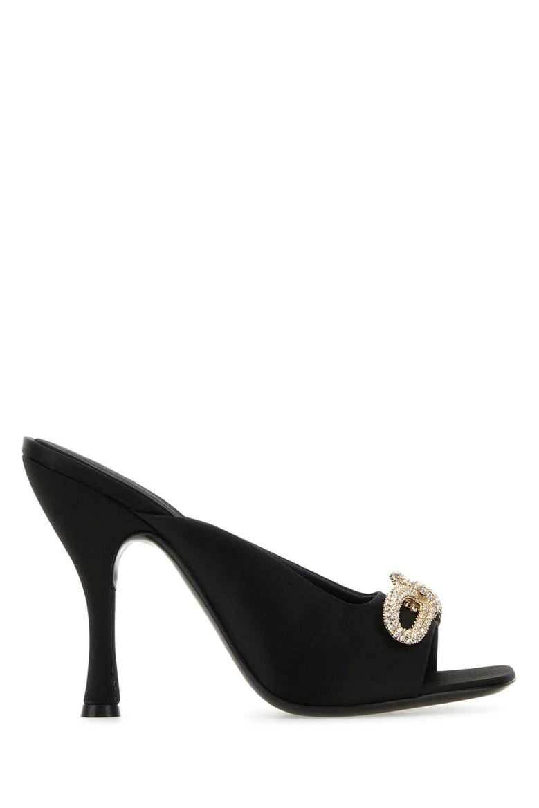black satin mules by Selfnex