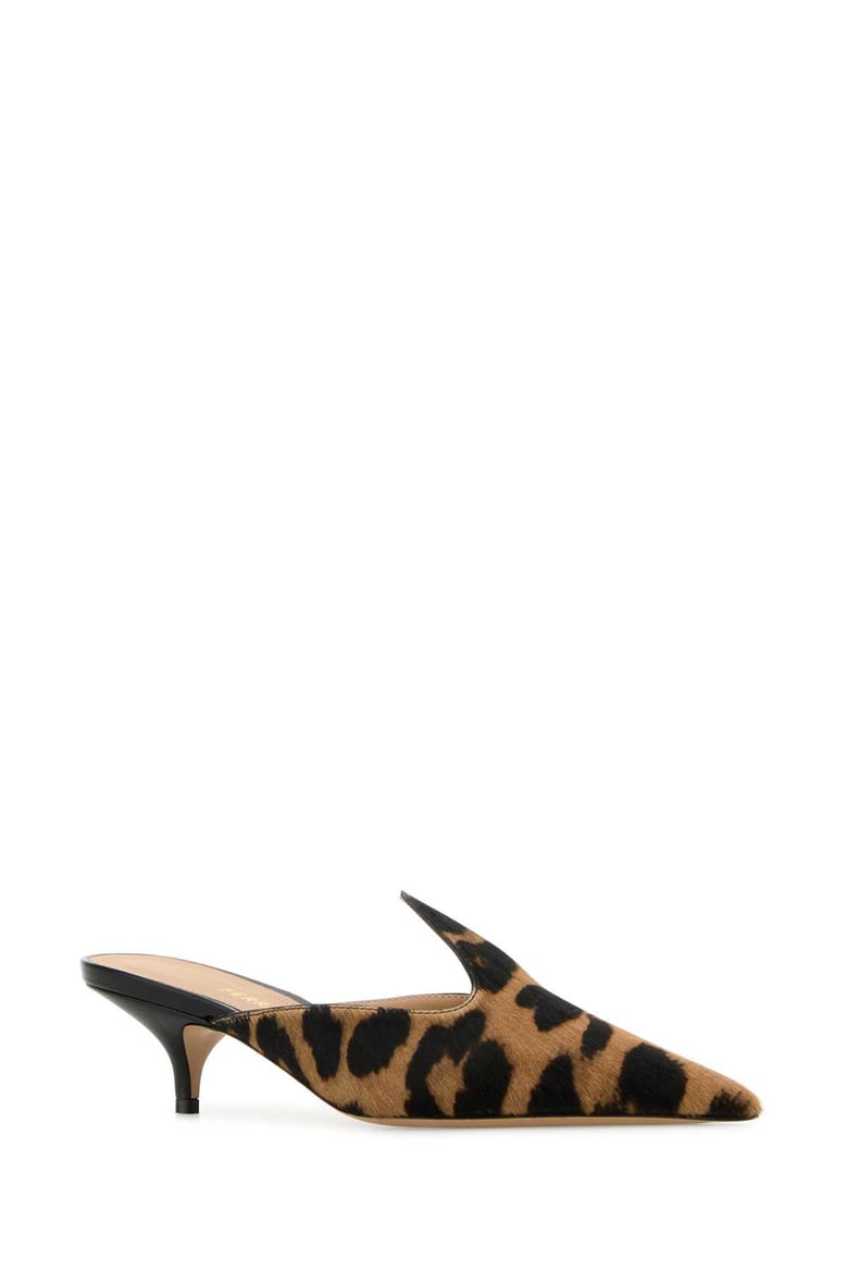 printed calf hair dorye mules by Selfnex