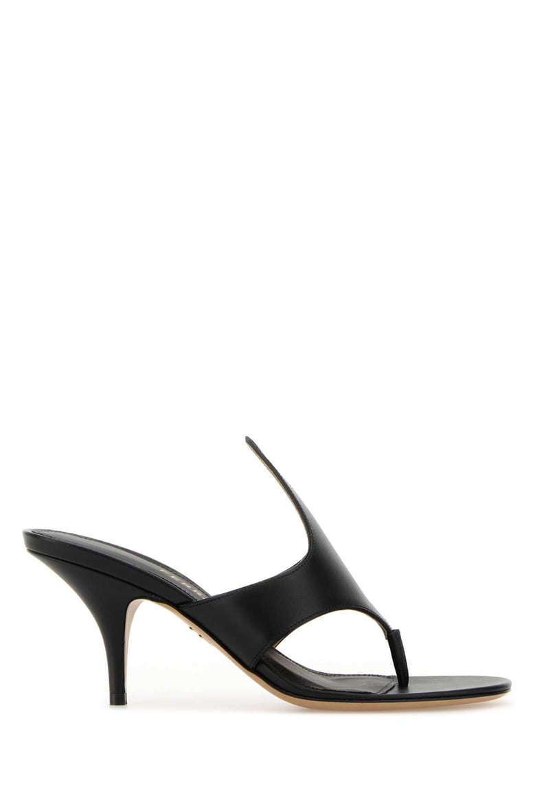 black leather lyrai thong mules by Selfnex