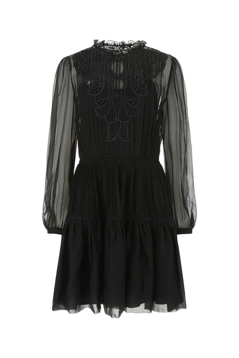 black chiffon mini dress by Selfnex
