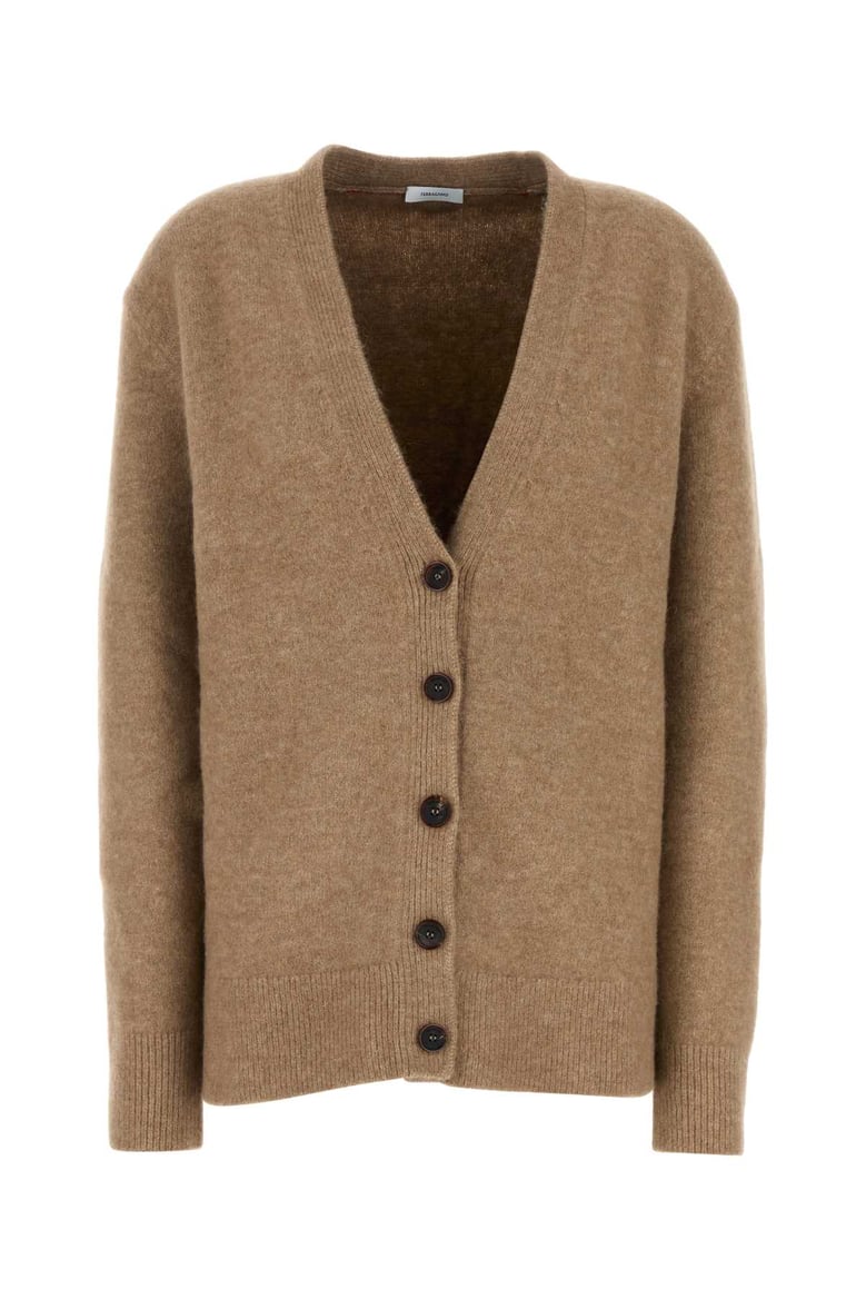 camel stretch alpaca blend oversize cardigan by Selfnex