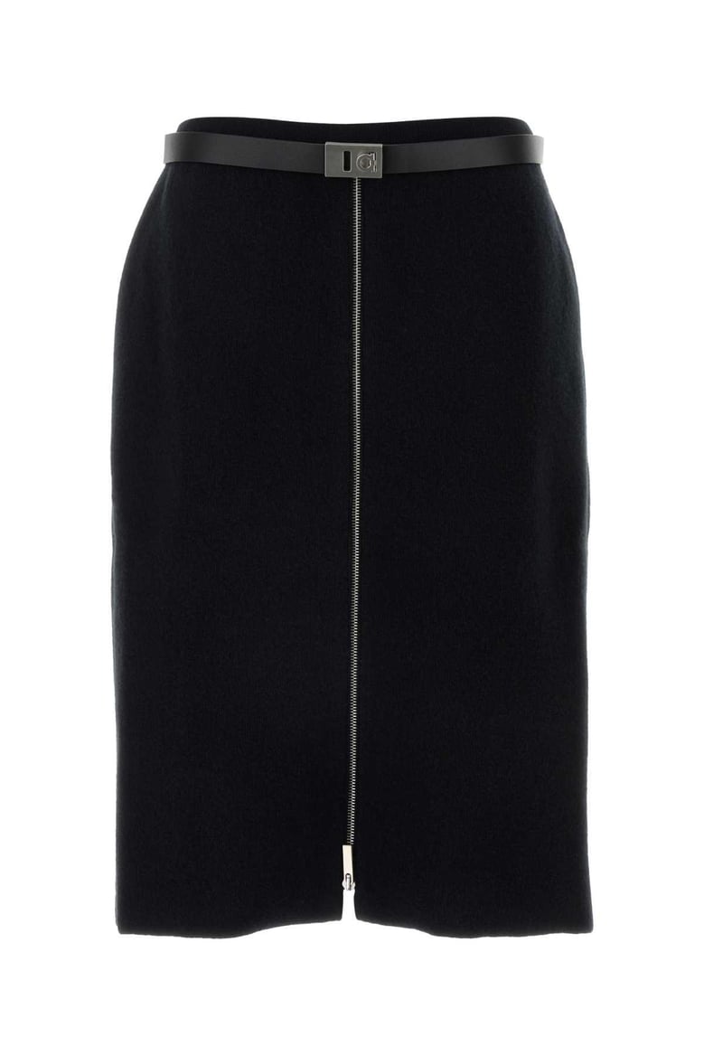 black stretch wool blend skirt by Selfnex