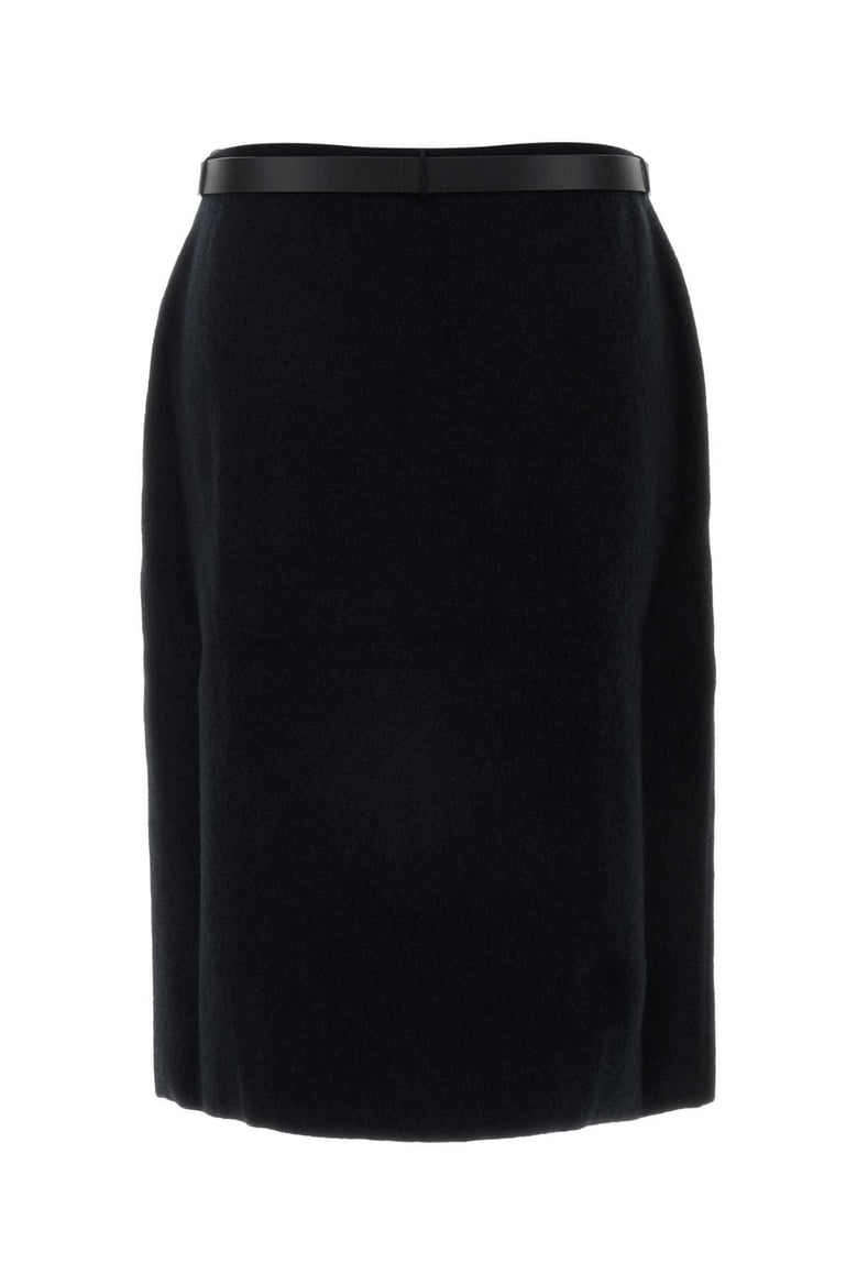 black stretch wool blend skirt by Selfnex