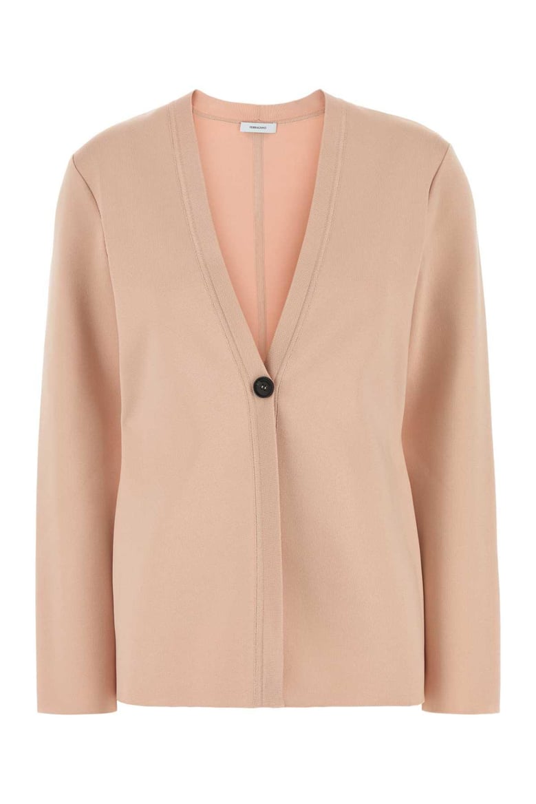 pink stretch viscose blend cardigan by Selfnex