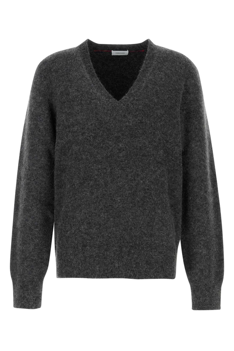 charcoal stretch alpaca blend sweater by Selfnex