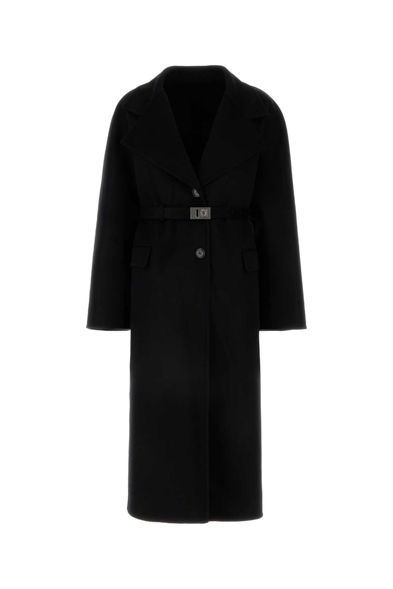 black wool blend coat by Selfnex