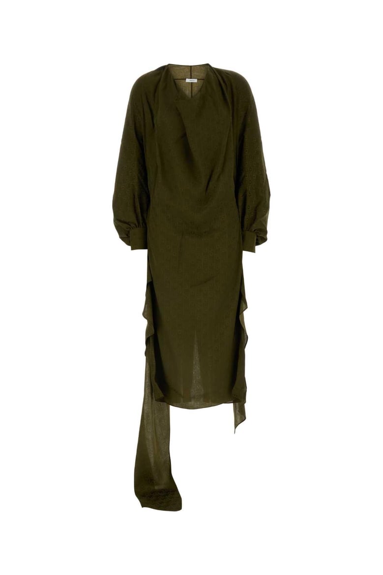 olive green silk dress by Selfnex