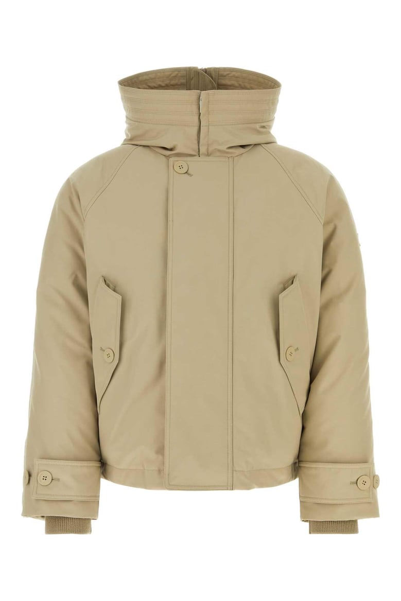 beige polyester blend padded jacket by Selfnex
