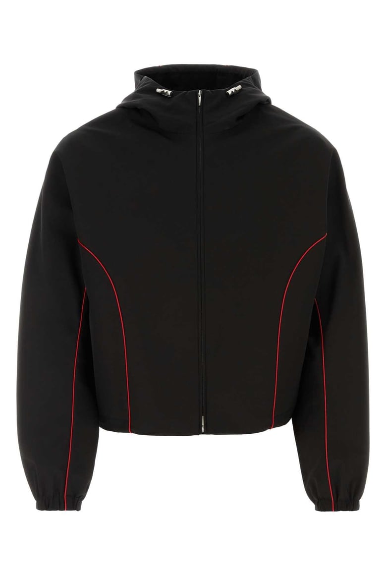black polyester blend jacket by Selfnex