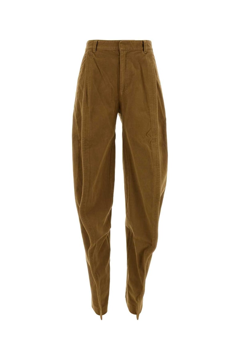 caramel stretch velvet pant by Selfnex