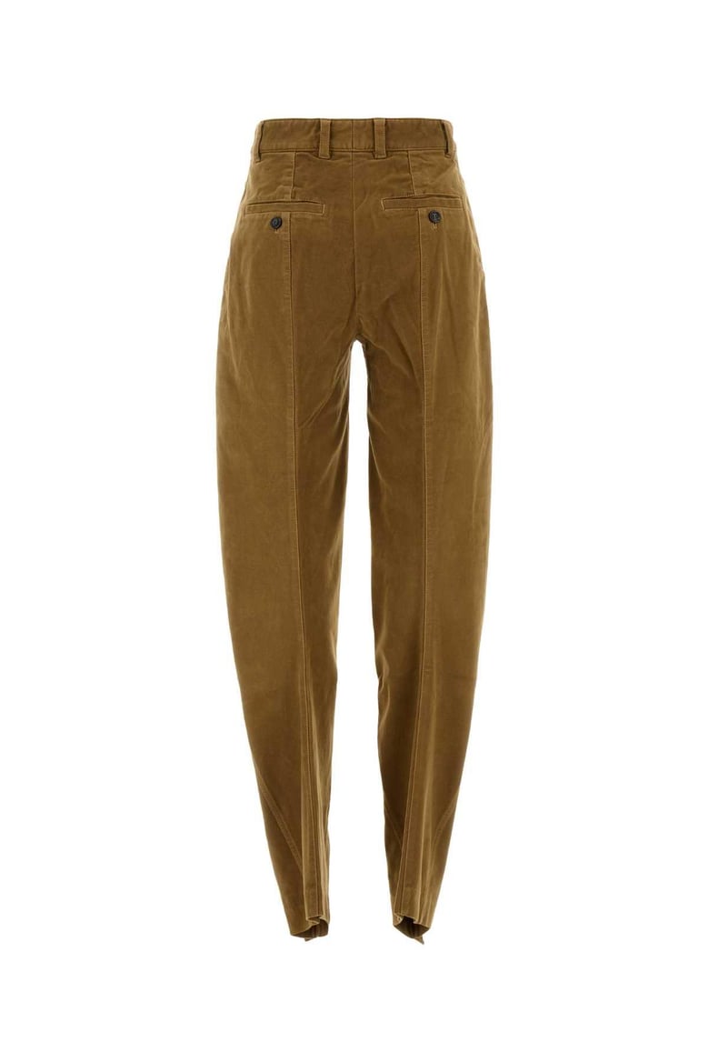 caramel stretch velvet pant by Selfnex